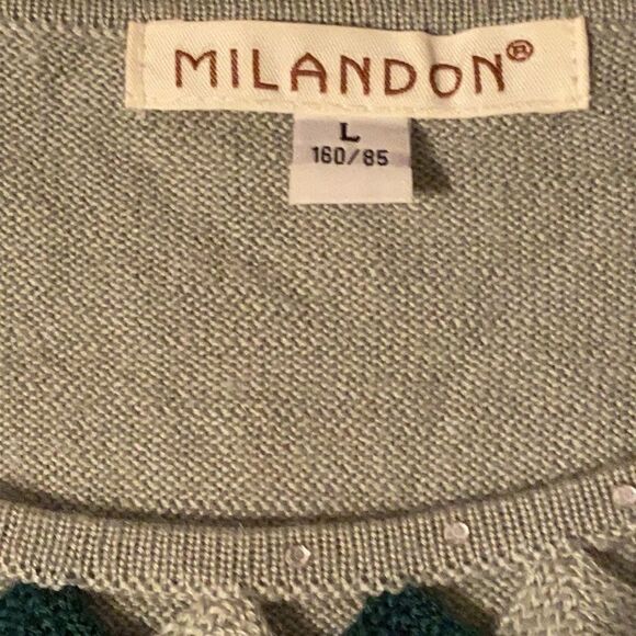 Wool Blend Soft Green Long Sleeve Knit Sweater with Neck Detail. Small. - Picture 9 of 11